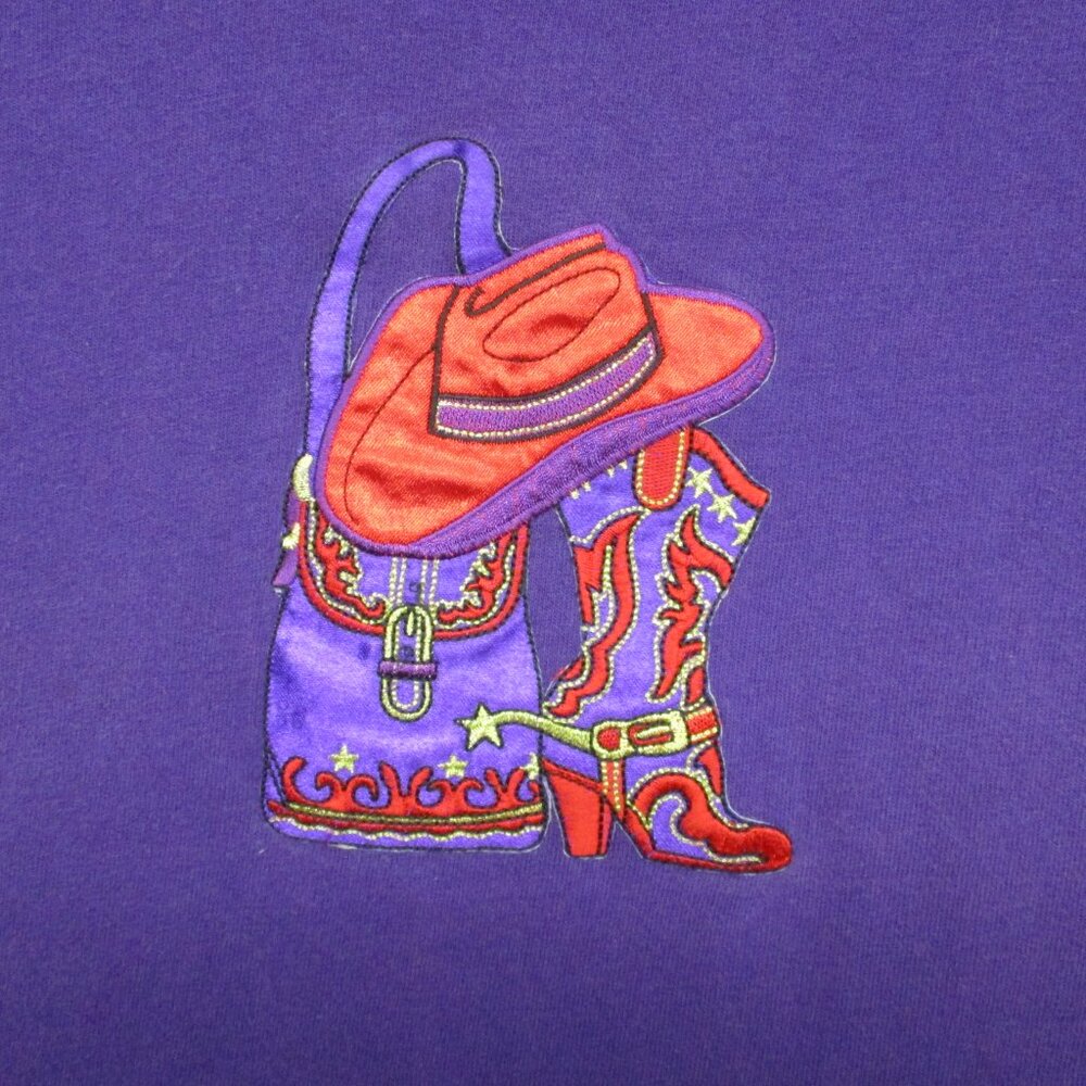 Jerzees‎ Western Embroidery T-Shirt Purple Women Size | L